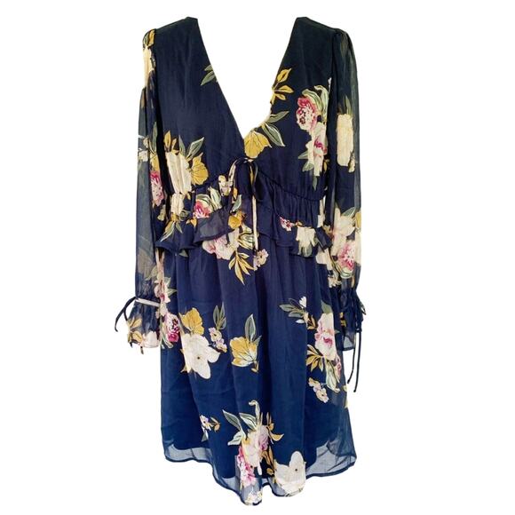 Xhilaration Dresses & Skirts - Xhilaration Blue Floral‎ V-Neck Dress Women's Size Medium NWT